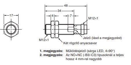 Induktív érzékelő Omron E2A-M12KS04-M1-B2