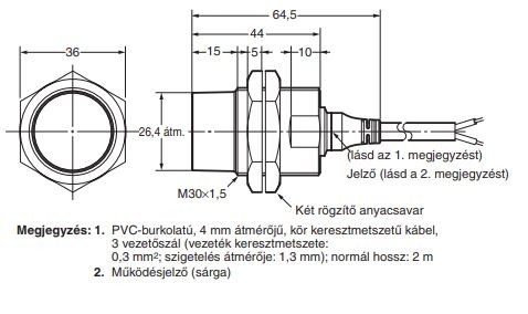 Induktív érzékelő Omron E2A-M30KN20-WP-B1 2M