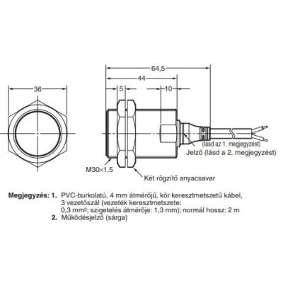 Inductive sensor Omron E2A-M30KS15-WP-B1 2M