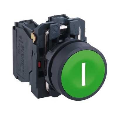   Schneider Nyomógomb 22mm zöld "I" jellel 1NO XB5AA3311