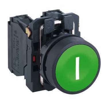Schneider Push button 22mm green with "I" mark 1NO XB5AA3311