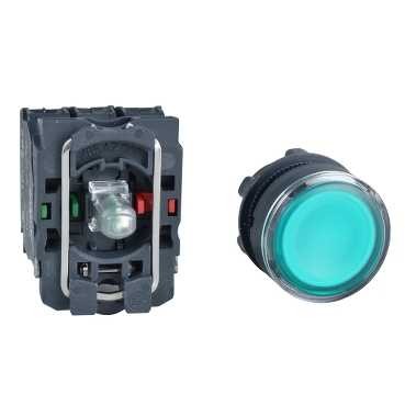 Schneider Illuminated push button with 22mm green LED XB5AW33M5
