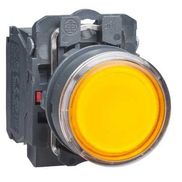 Schneider Illuminated push button with 22mm yellow LED XB5AW35B5