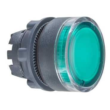 Schneider Illuminated push button 22mm green head for LED ZB5AW333