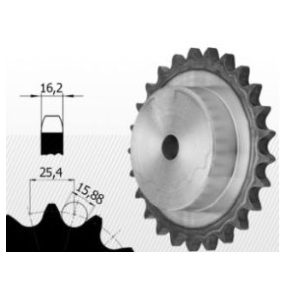 Sprocket with hardened teeth 16B 1 '' X 17.02 mm