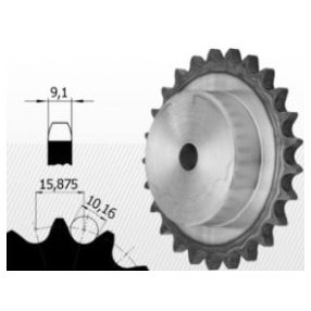 Sprocket with hardened teeth 10B 5/8 X 3/8 ''